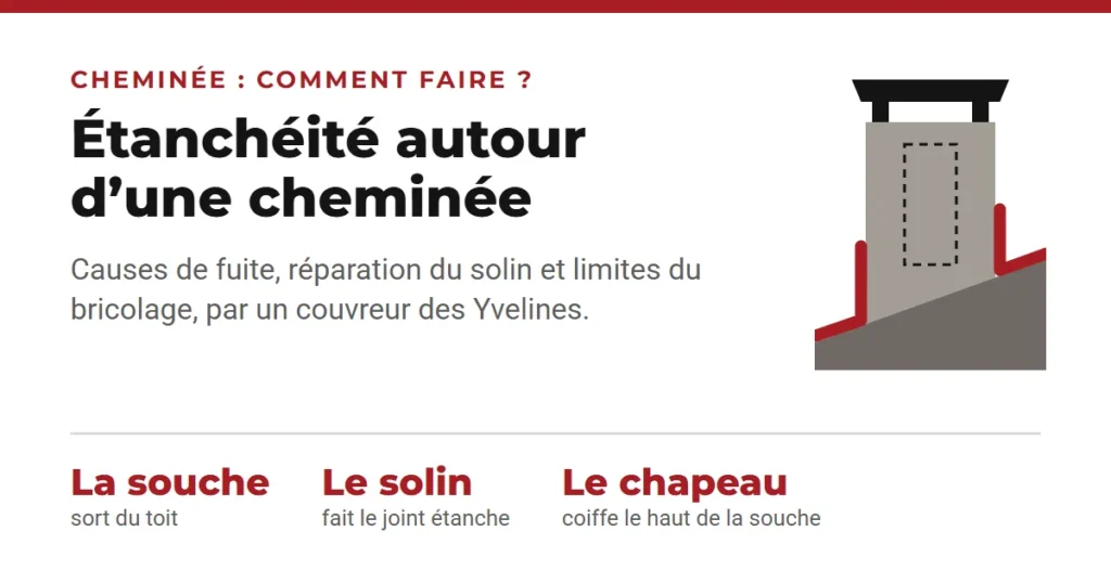étanchéité autour d'une cheminée : raccord entre la souche et la toiture