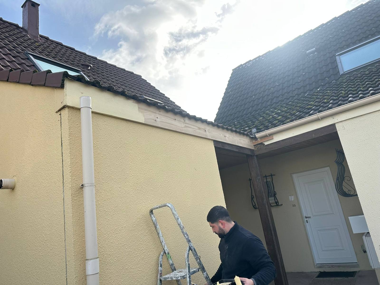 Couverture de maison en cours de chantier, dans les Yvelines.