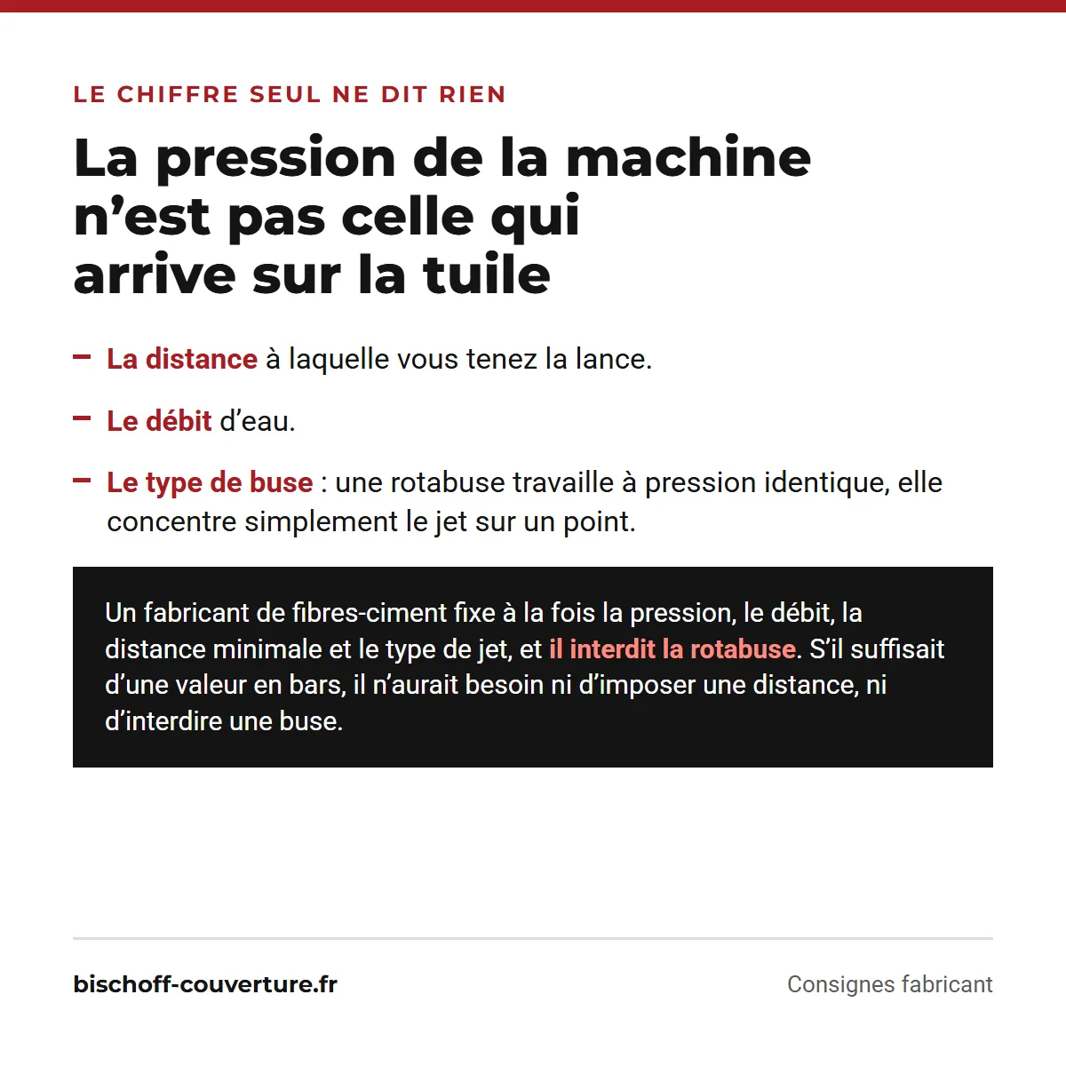 Pourquoi la pression affichée sur un nettoyeur n’est pas celle reçue par la tuile