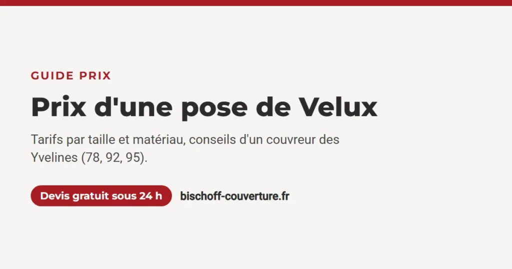 prix d'une pose de Velux, tarifs par taille et matériau